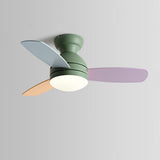 Kids Room Mini 3 Wood Blade Flush Ceiling Fan Light Image - 8