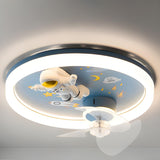 Kids Room Modern Blue Astronaut LED Ceiling Fan Light Image - 2