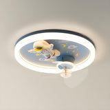 Kids Room Modern Blue Astronaut LED Ceiling Fan Light Image - 6