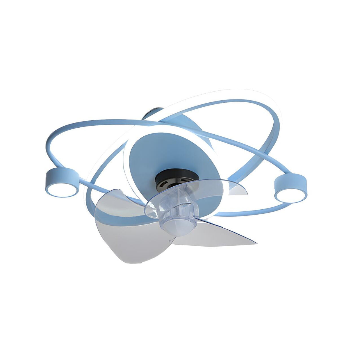 Kids Room Modern Blue Ring Track Ceiling Fan with Light Image - 5