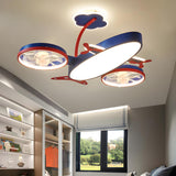 Kids Room Nordic Airplane Ceiling Fan with LED Light Image - 4