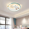 Kids Room Pink Bunny Moon Dimmable LED Flush Mount Lamp Image - 8