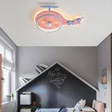 Kids Room Pink Cartoon Helicopter Ceiling Fan Light Image - 13