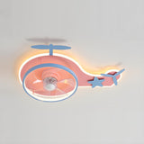 Kids Room Pink Cartoon Helicopter Ceiling Fan Light Image - 6