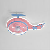 Kids Room Pink Cartoon Helicopter Ceiling Fan Light Image - 7