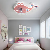 Kids Room Pink Cartoon Whale Ceiling Fan with Light Image - 1