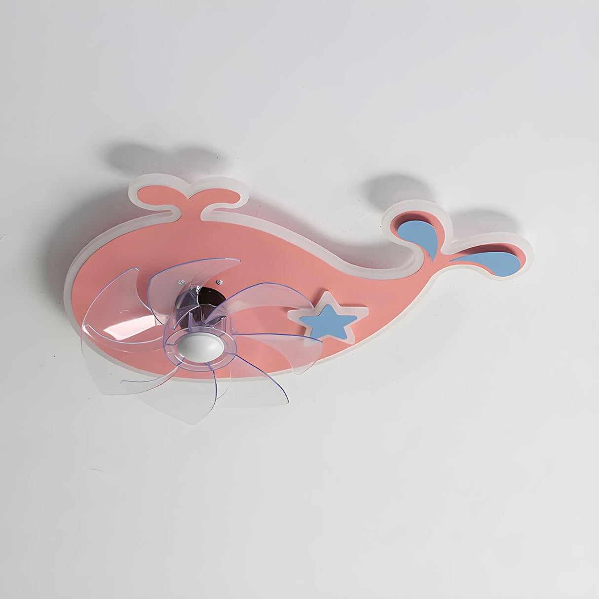 Kids Room Pink Cartoon Whale Ceiling Fan with Light Image - 10