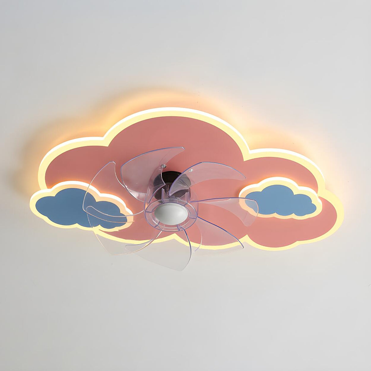 Kids Room Pink Cartoon Whale Ceiling Fan with Light Image - 3