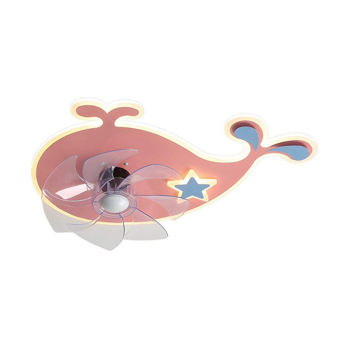 Kids Room Pink Cartoon Whale Ceiling Fan with Light Image - 7