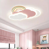 Kids Room Pink Cloud Rainbow LED Flush Mount Light Image - 1