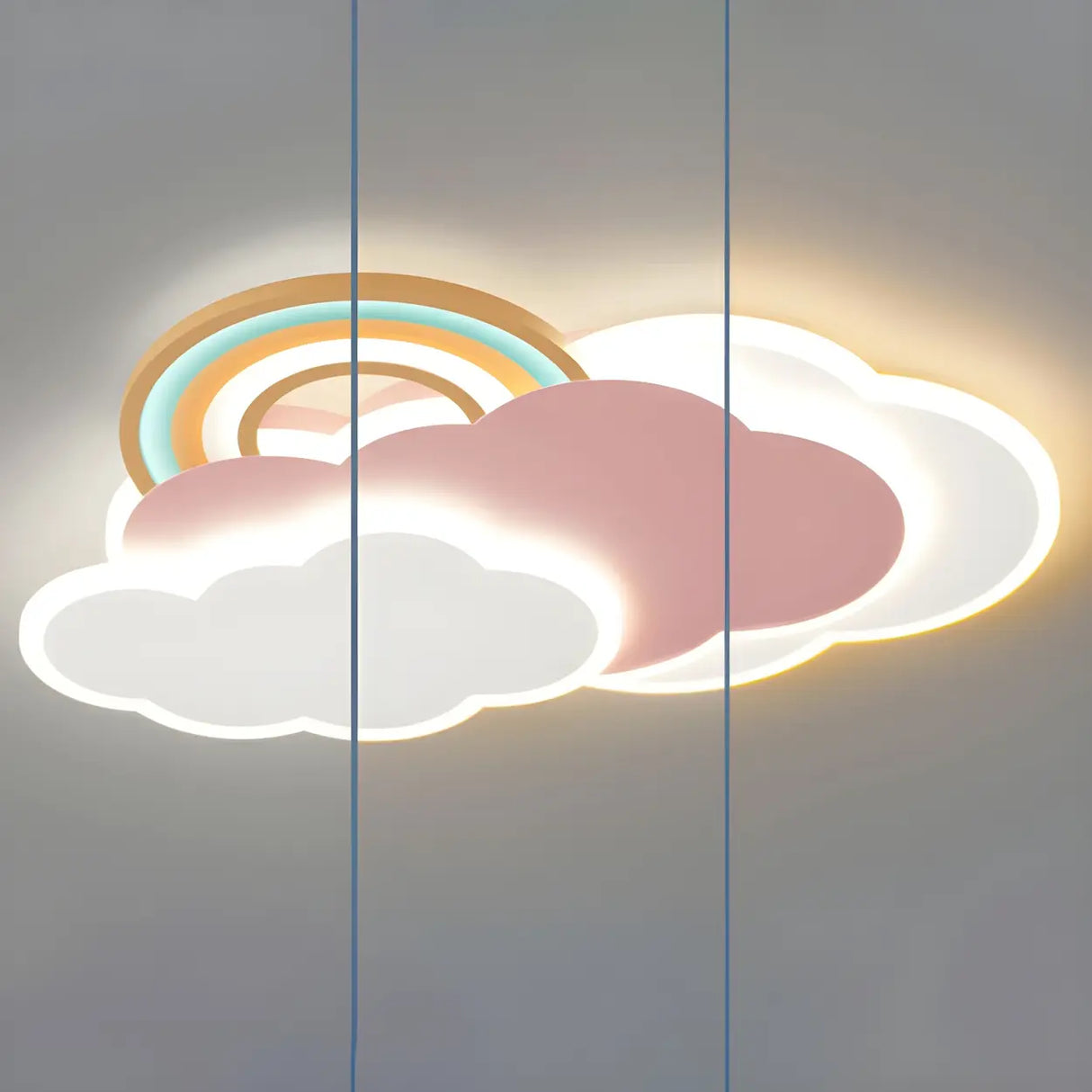 Kids Room Pink Cloud Rainbow LED Flush Mount Light Image - 11