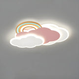 Kids Room Pink Cloud Rainbow LED Flush Mount Light Image - 2