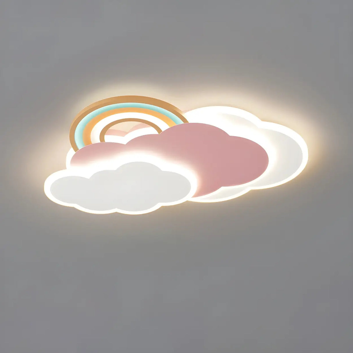 Kids Room Pink Cloud Rainbow LED Flush Mount Light Image - 3