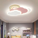 Kids Room Pink Cloud Rainbow LED Flush Mount Light Image - 4