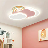 Kids Room Pink Cloud Rainbow LED Flush Mount Light Image - 5