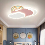 Kids Room Pink Cloud Rainbow LED Flush Mount Light Image - 6