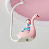 Kids Room Pink Cute Round Ceiling Fan with LED Light Image - 10