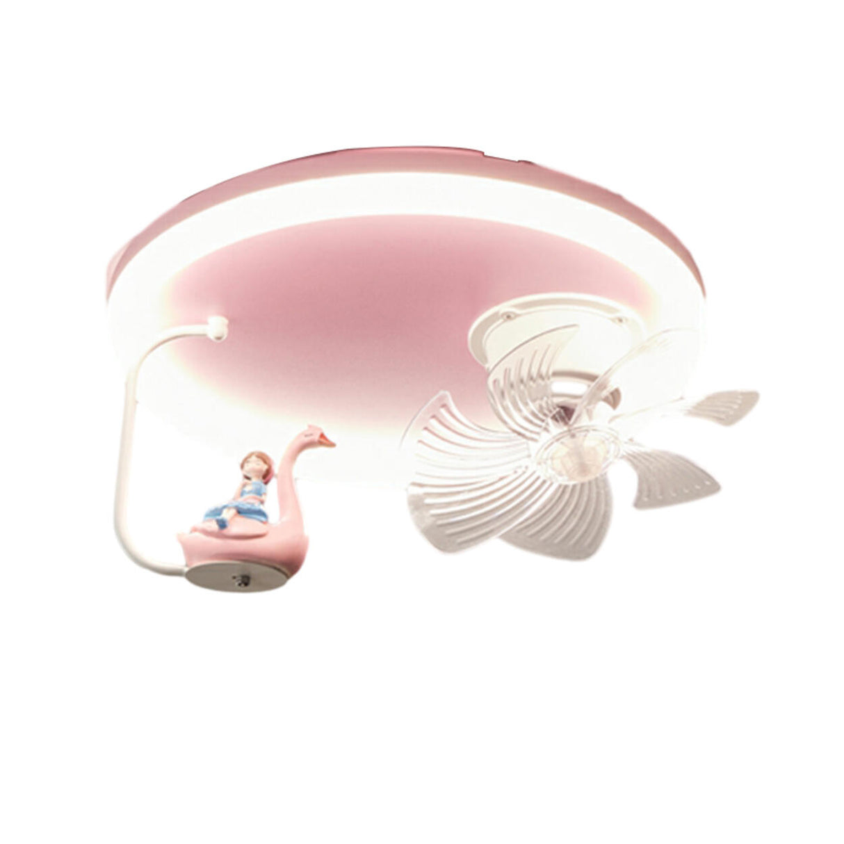 Kids Room Pink Cute Round Ceiling Fan with LED Light Image - 5