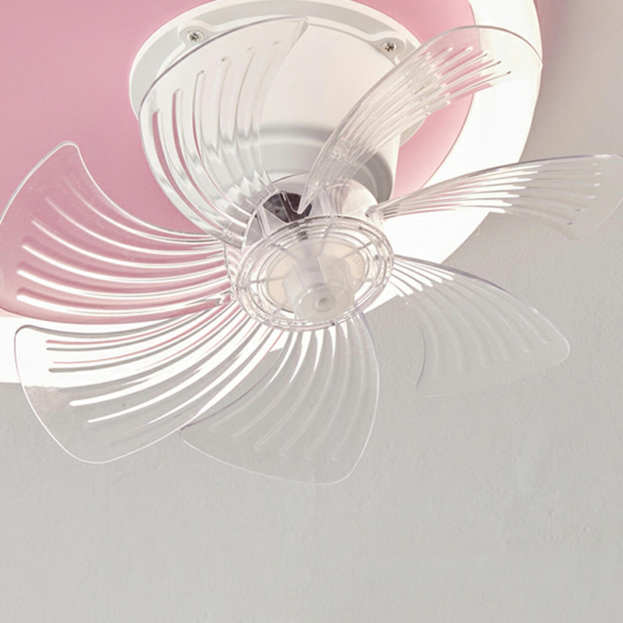 Kids Room Pink Cute Round Ceiling Fan with LED Light Image - 9