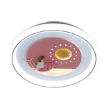 Kids Room Pink Dolphin Round Flush Mount Ceiling Light Image - 5