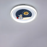 Kids Room Pink Dolphin Round Flush Mount Ceiling Light Image - 7