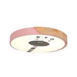 Kids Room Pink Round Giraffe LED Flush Mount Light Image - 11