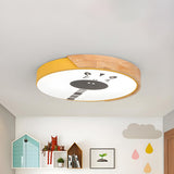 Kids Room Pink Round Giraffe LED Flush Mount Light Image - 8