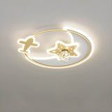 Kids Room Pink Star Airplane LED Flush Mount Light Image - 11