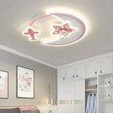 Kids Room Pink Star Airplane LED Flush Mount Light Image - 19