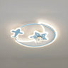 Kids Room Pink Star Airplane LED Flush Mount Light Image - 2