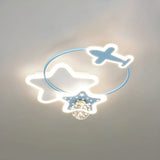 Kids Room Pink Star Airplane LED Flush Mount Light Image - 3