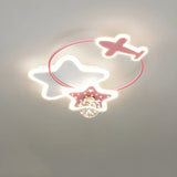 Kids Room Pink Star Airplane LED Flush Mount Light Image - 7