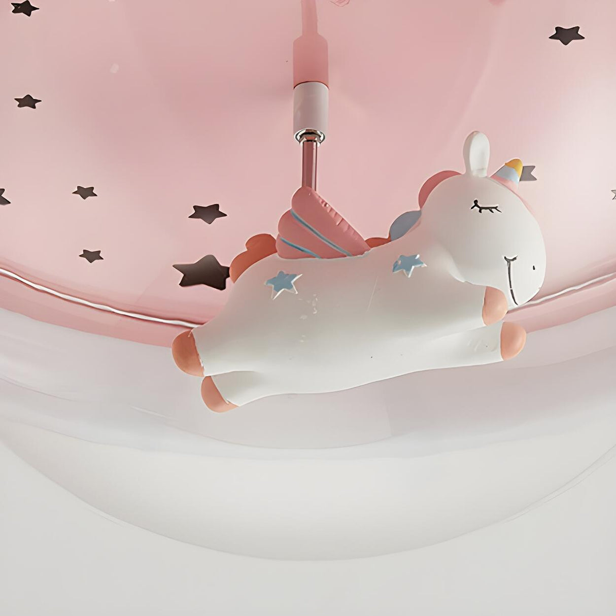 Kids Room Pink Unicorn Round LED Flush Mount Light Image - 10