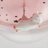 Kids Room Pink Unicorn Round LED Flush Mount Light Image - 10