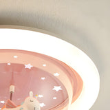 Kids Room Pink Unicorn Round LED Flush Mount Light Image - 12