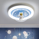 Kids Room Pink Unicorn Round LED Flush Mount Light Image - 4