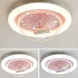 Kids Room Pink Unicorn Round LED Flush Mount Light Image - 9