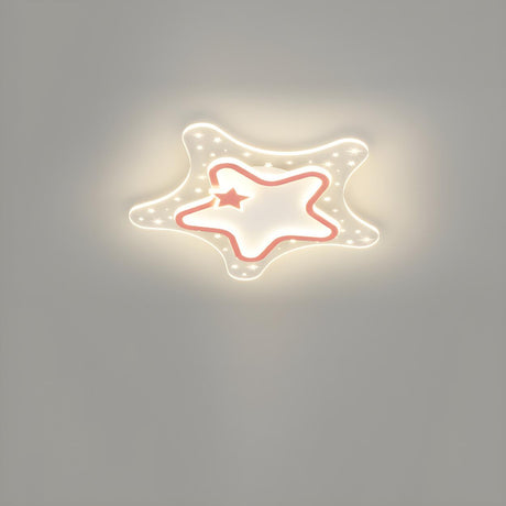 Kids Room Pink White Star Flush Mount Ceiling Light Image - 2