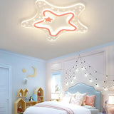 Kids Room Pink White Star Flush Mount Ceiling Light Image - 4