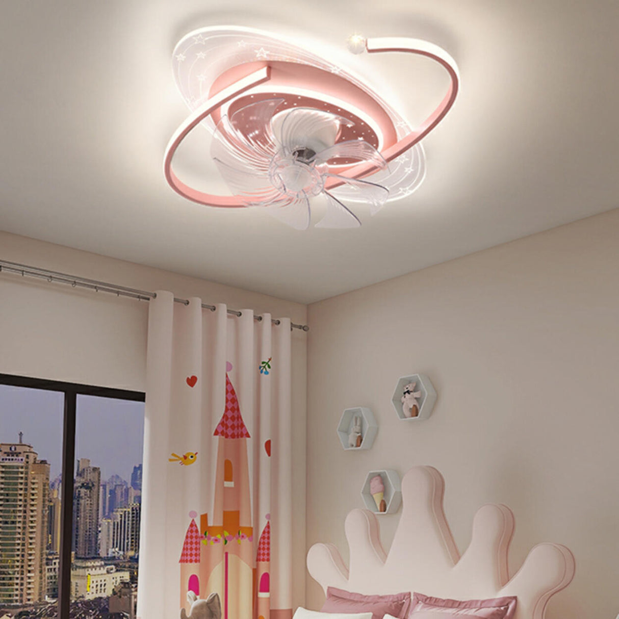 Kids Room Planet 8 Blade Ceiling Fan with LED Light Image - 1