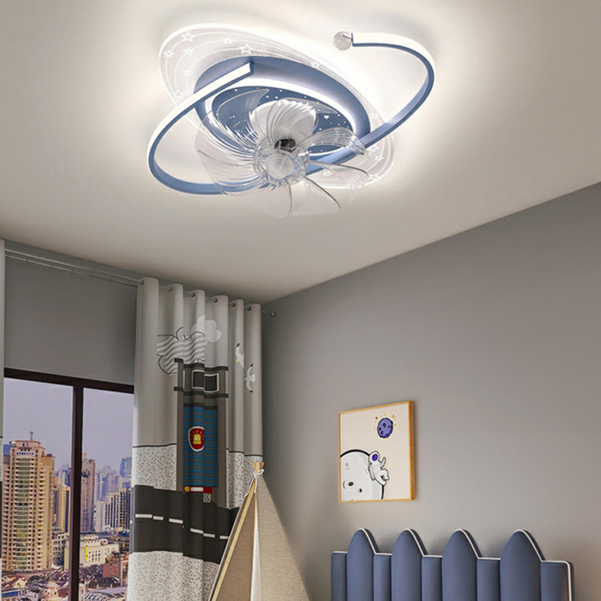 Kids Room Planet 8 Blade Ceiling Fan with LED Light Image - 3