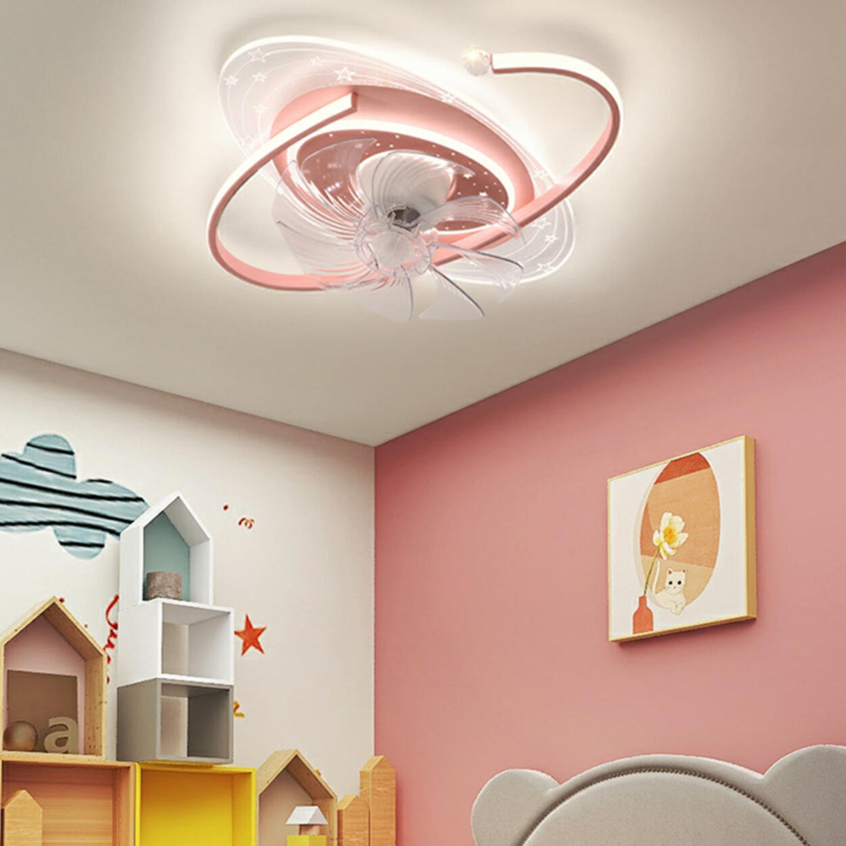 Kids Room Planet 8 Blade Ceiling Fan with LED Light Image - 5