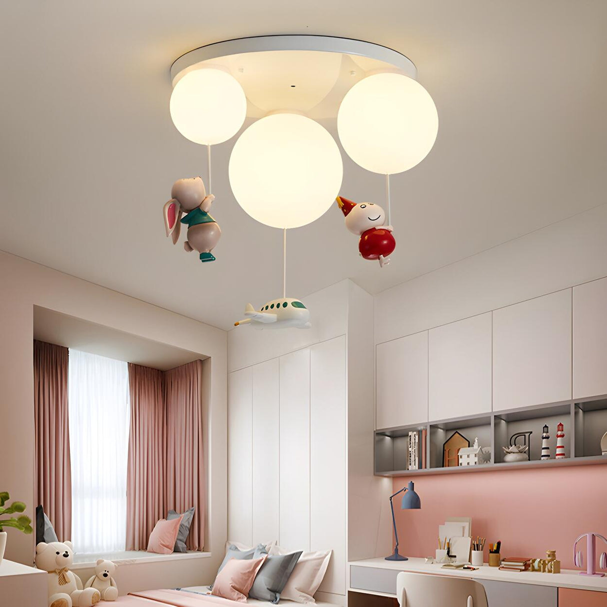 Kids Room Playful Balloon Semi-Flush Mount Lamp 3-Light Image - 1