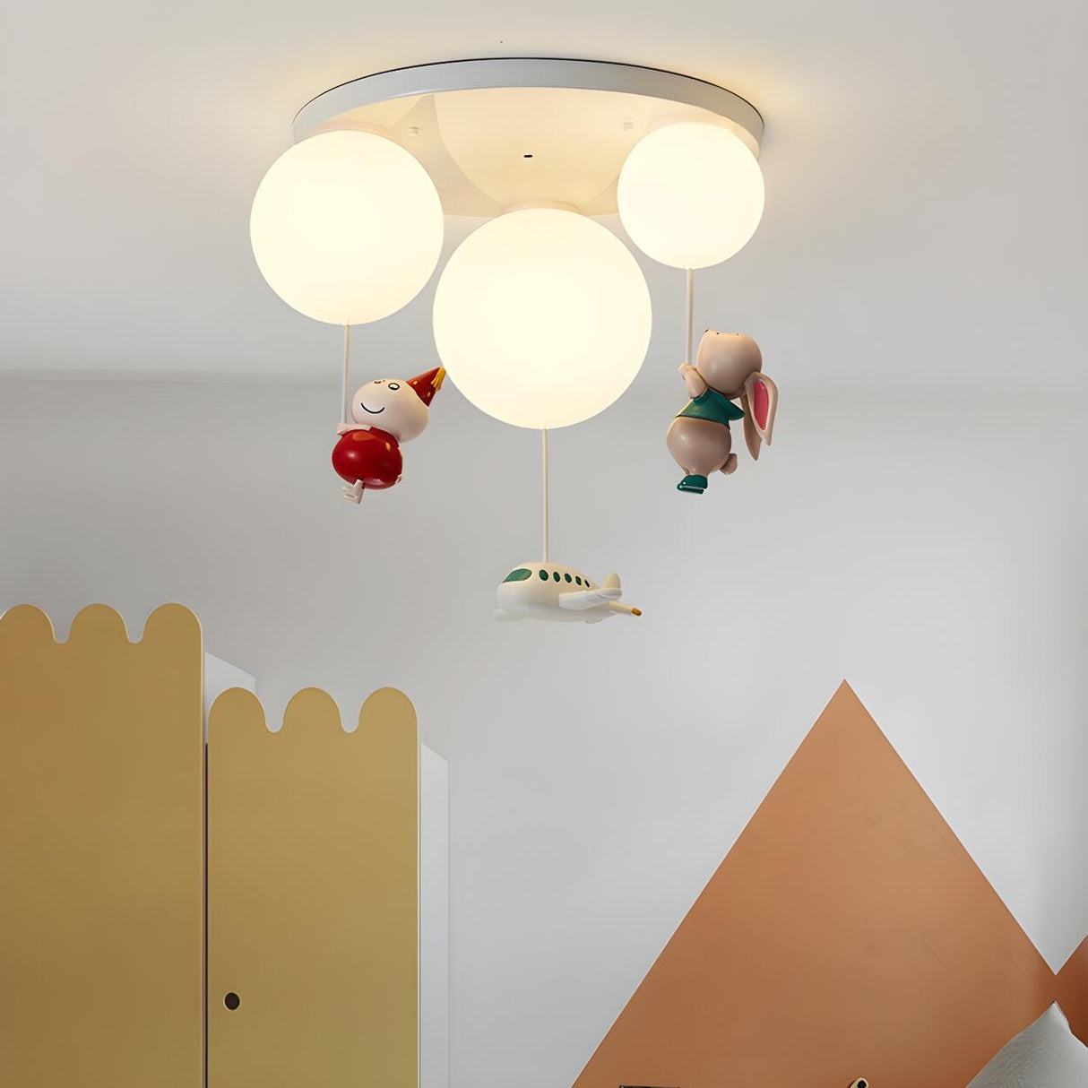 Kids Room Playful Balloon Semi-Flush Mount Lamp 3-Light Image - 6