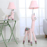 Kids Room Playful Plush Alpaca Fabric Pink Floor Lamp Image - 1