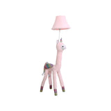 Kids Room Playful Plush Alpaca Fabric Pink Floor Lamp Image - 3