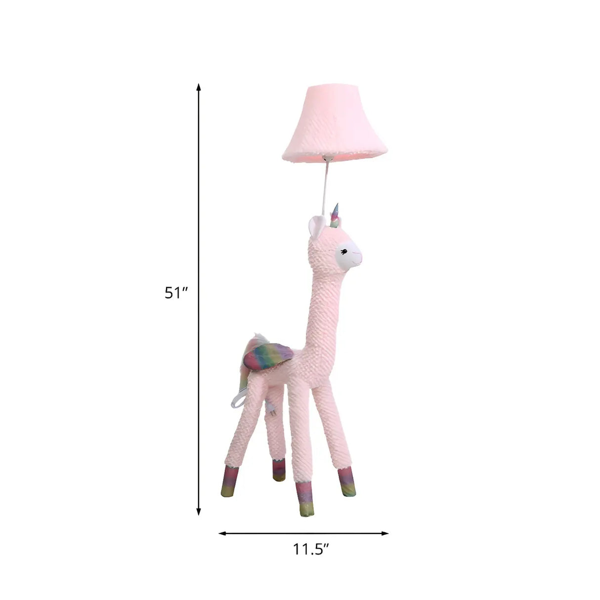 Kids Room Playful Plush Alpaca Fabric Pink Floor Lamp 