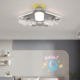 Kids Room Recessed Airplane Ceiling Fan with Light Image - 12