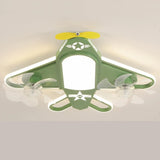 Kids Room Recessed Airplane Ceiling Fan with Light Image - 6