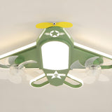 Kids Room Recessed Airplane Ceiling Fan with Light Image - 7